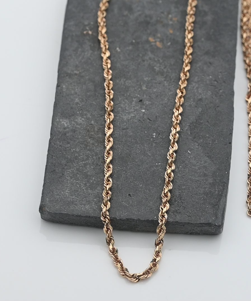 שרשרת חבל זהב מלא בעובי 2.75 מ"מ - מק"ט 15412, זהב 14K