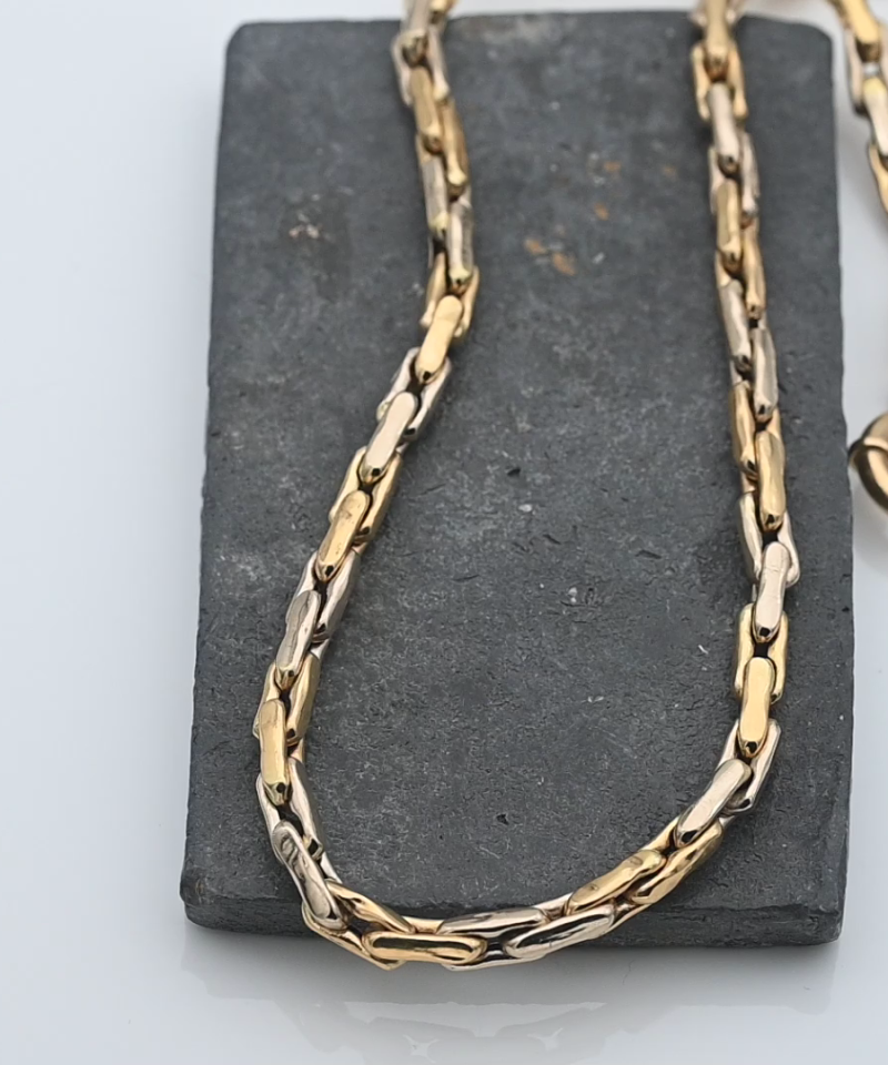 שרשרת וינטאג חוליות מלבניות חלולות בעובי 4.5 מ"מ - מק"ט 15415, זהב 18K