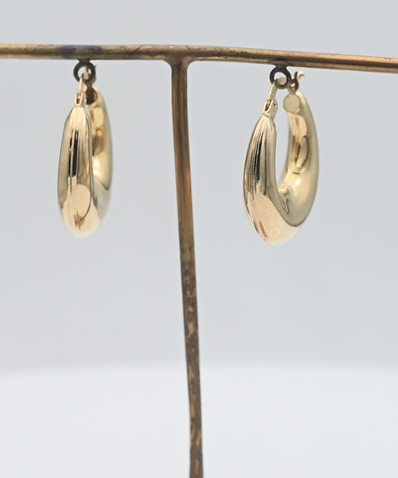 עגילי חישוק חלולים בקוטר 2.5 ס"מ וברוחב 7 מ"מ - מק"ט 15419, זהב 14K