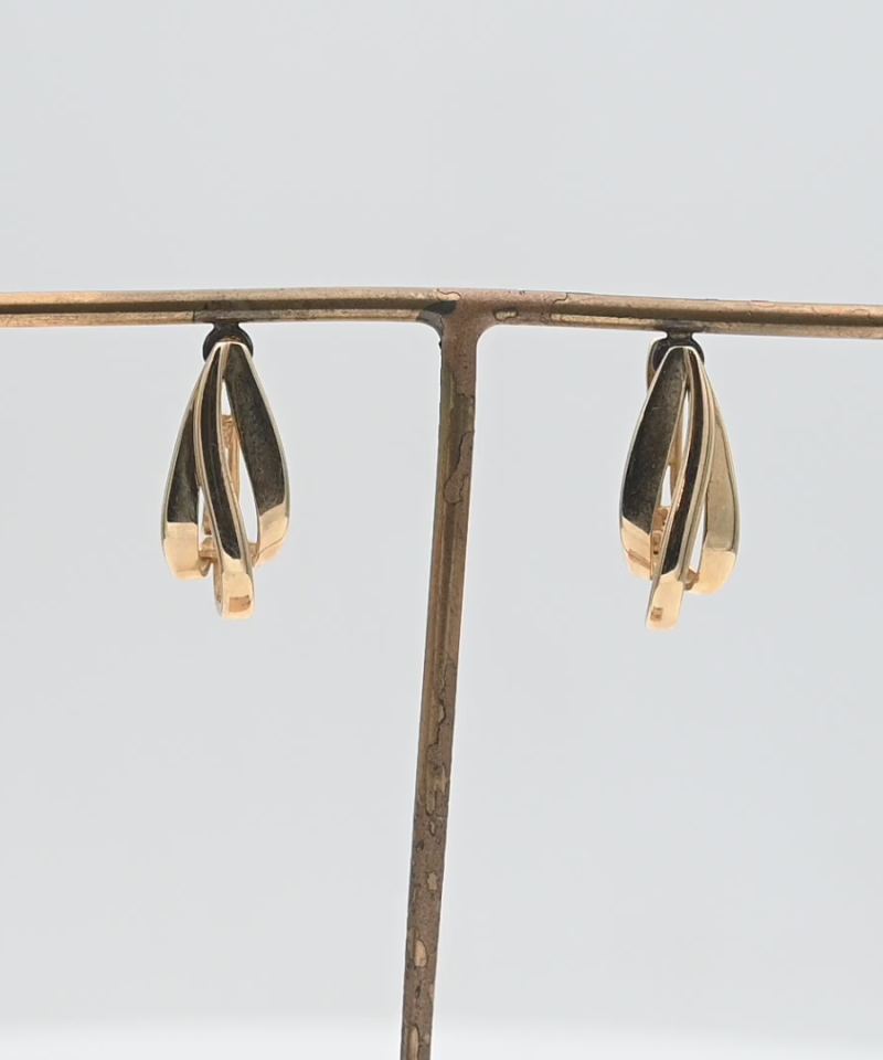 עגילים תלויים זהב חלול - מק"ט 15432, זהב 14K