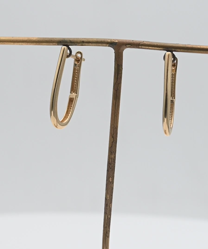 עגילי חישוק אובלי מאורך בעובי 2.5 מ"מ - מק"ט 15444, זהב 14K