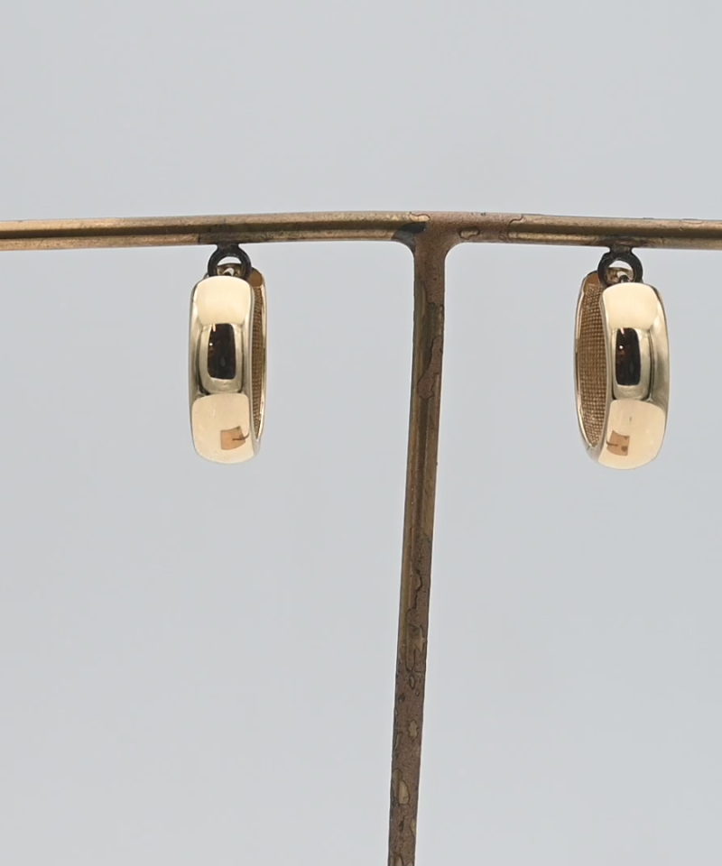 עגילי חישוק בקוטר 1.5 ס"מ ובעובי 5 מ"מ - מק"ט 15446, זהב 14K