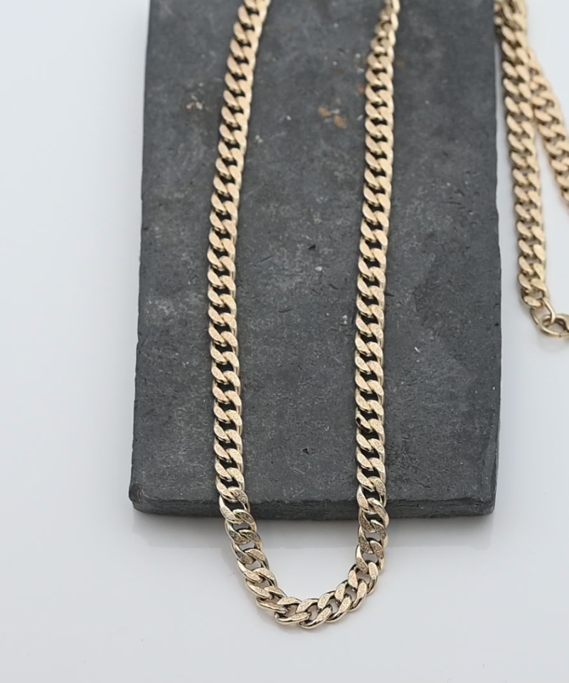 שרשרת גורמט חלולה רקועה ברוחב 4.5 מ"מ - מק"ט 15449, זהב 14K