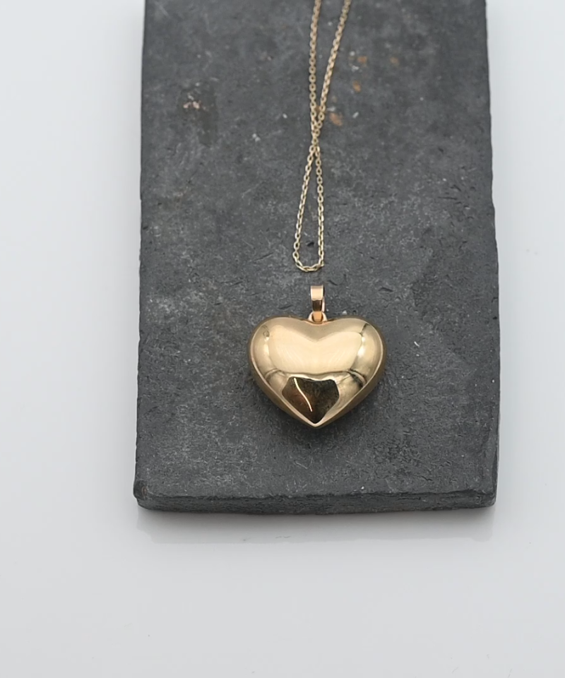 תליון לב זהב חלול, במידות 2 על 2 ס"מ - תליון ללא שרשרת - מק"ט 15470, זהב 14K