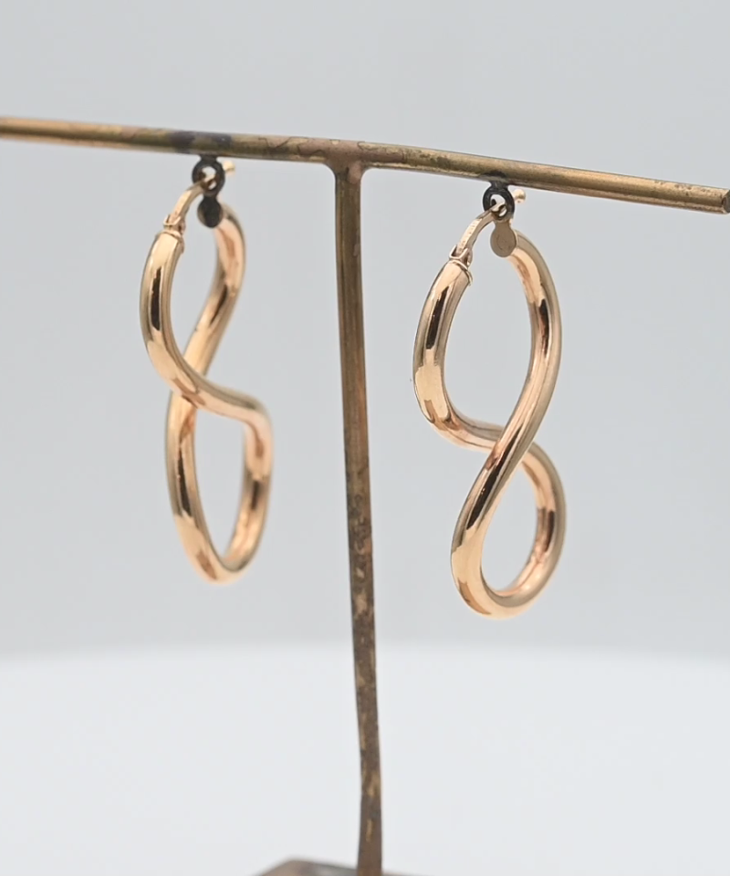 עגילי אינפיניטי חלולים בעובי 3 מ"מ - מק"ט 15490, זהב 14K