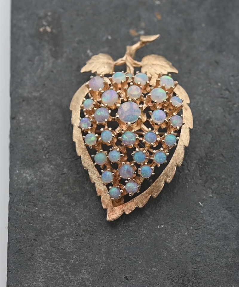 תליון תות משובץ אבני אופל - מק"ט 15521, זהב 14K