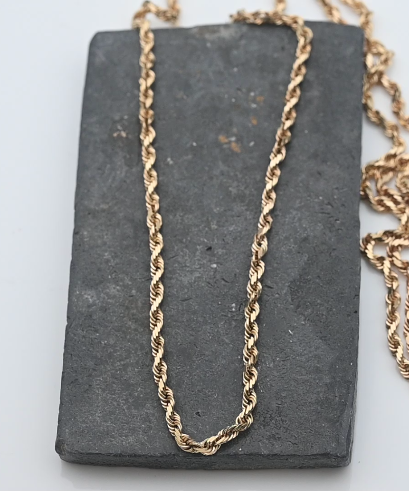 שרשרת חבל זהב מלא בקוטר 2.4 מ"מ - מק"ט 15536, זהב 14K