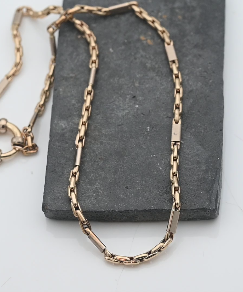 שרשרת וינטג' חוליות מלבניות ואובליות בעובי 3.25 מ"מ - מק"ט 15567, זהב 14K