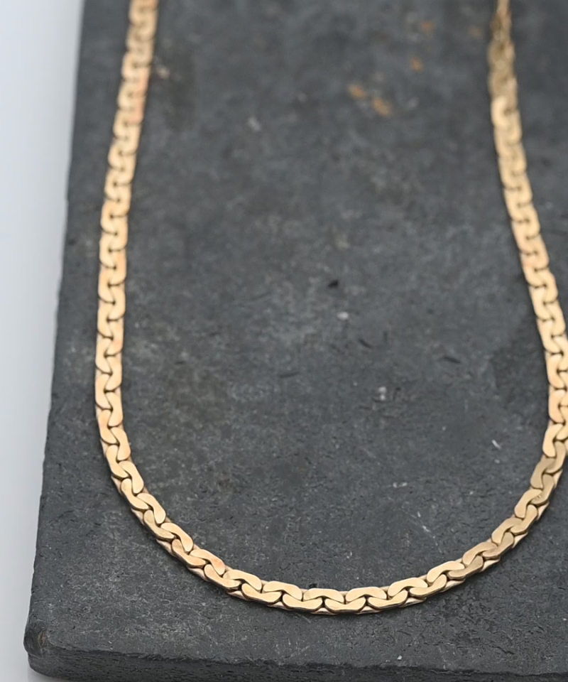 שרשרת וינטג' חוליות שטוחות ברוחב 2.5 מ"מ - מק"ט 15590, זהב 18K