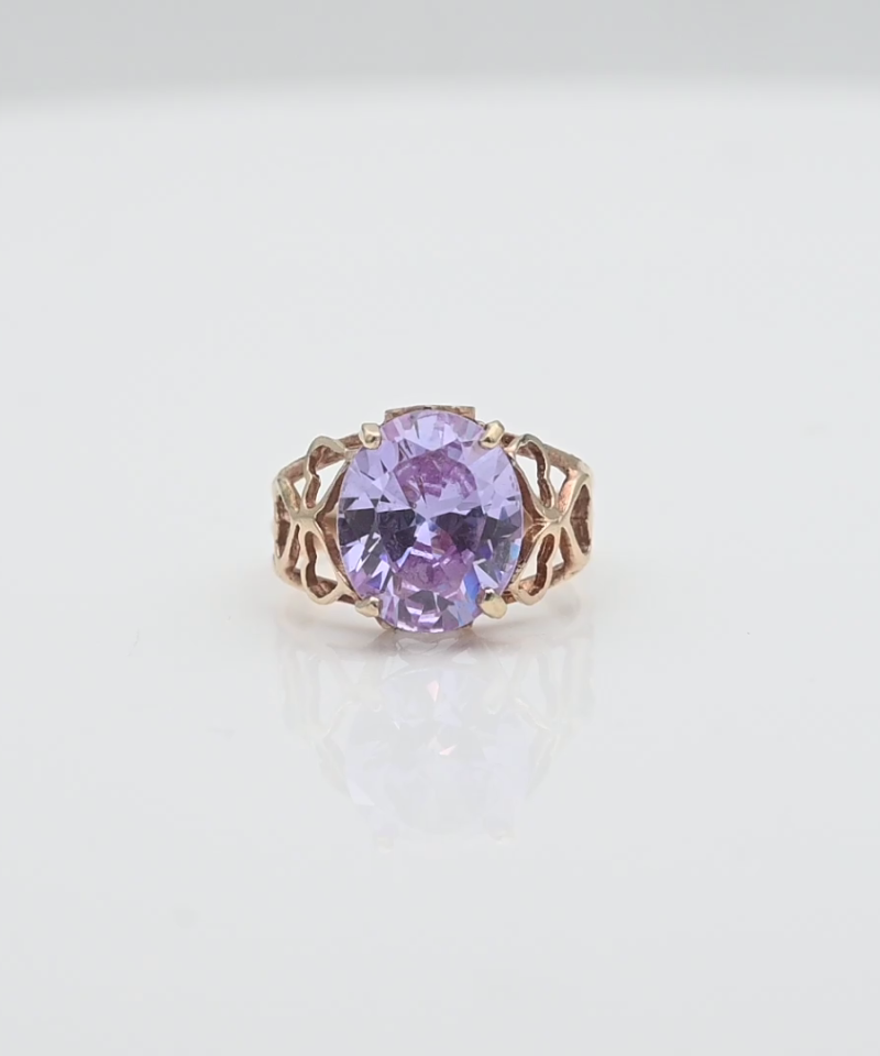 טבעת וינטאג משובצת אמטיסט   - מק"ט 34146, זהב 10K