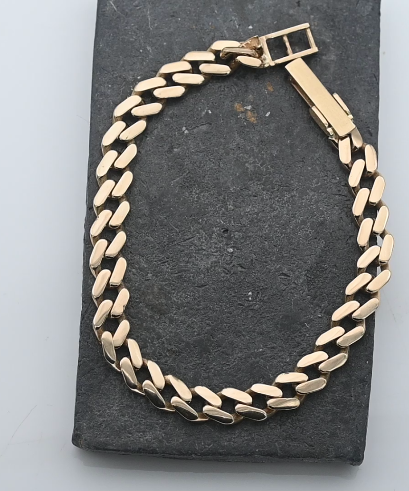 צמיד גורמט איטלקי חוליות חלולות ברוחב 7 מ"מ - מק"ט 15691, זהב 14K