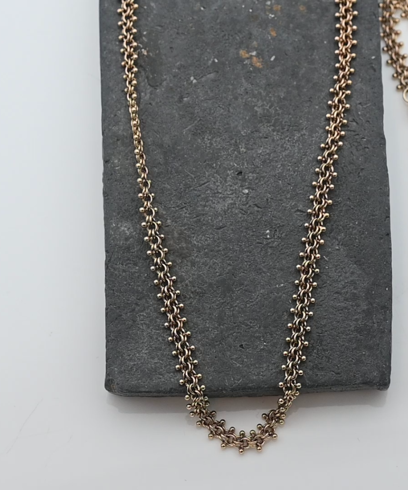 שרשרת וינטג', ביסמארק עם כדורי זהב בקצוות ברוחב 4.7 מ"מ - מק"ט 15711, זהב 14K