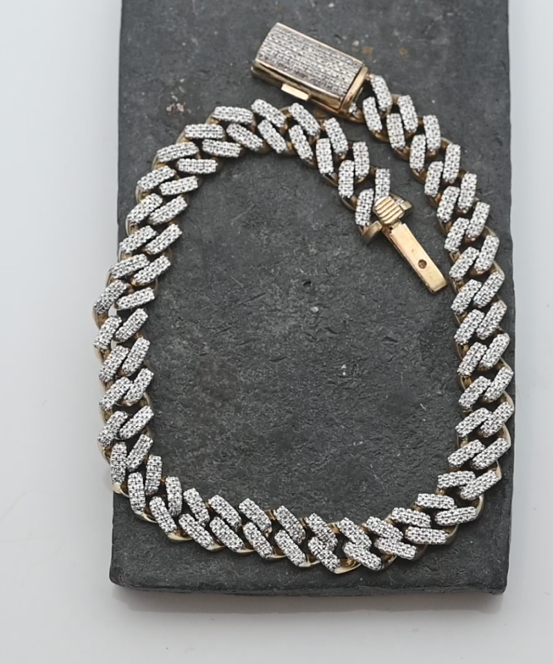 צמיד גורמט ברוחב 7.75 מ"מ משובץ יהלומים - מק"ט 34322, זהב 10K