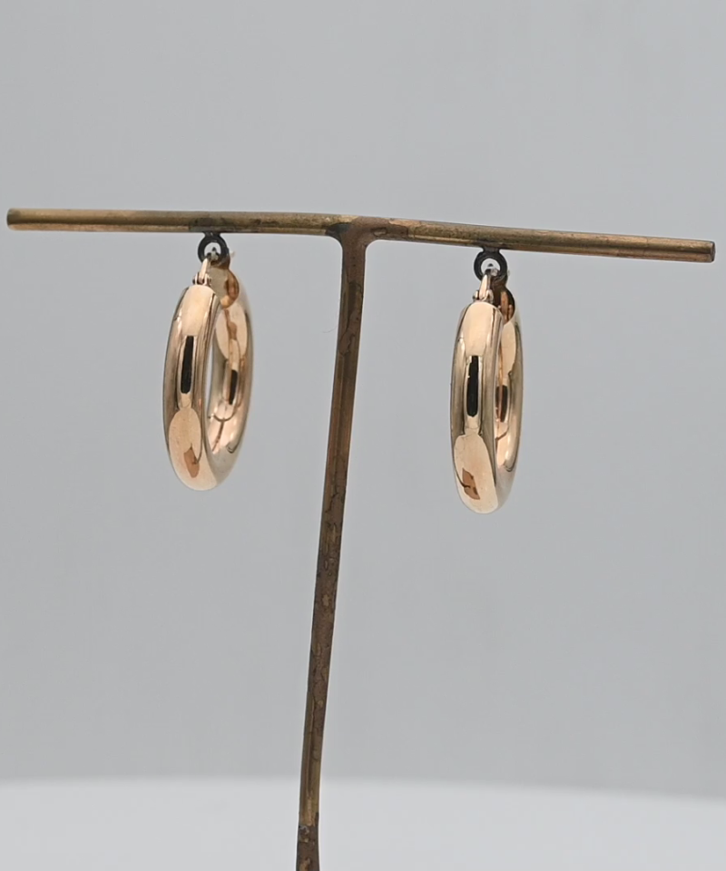 עגילי חישוק איטלקיים חלולים בקוטר 2.5 ס"מ - מק"ט 15761, זהב 14K