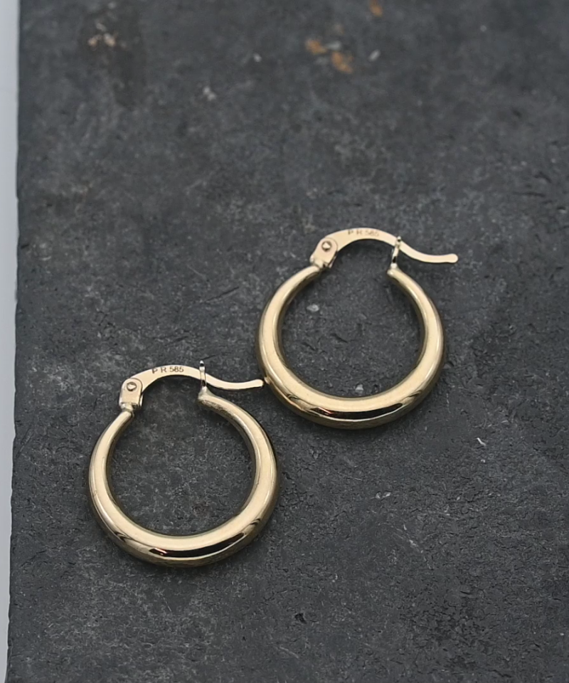 עגילי חישוק חלולים בקוטר 1.5 ס"מ - מק"ט 15768, זהב 14K