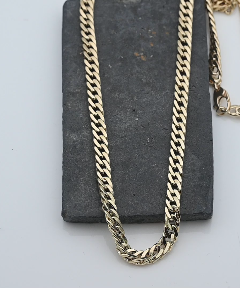 שרשרת איטלקית חוליות גורמט חלולות שטוחות ברוחב 5.5 מ"מ - מק"ט 15776, זהב 14K