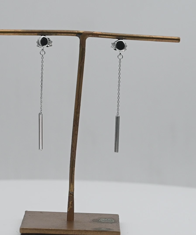 עגילים צמודים, שרשרת ומוט - מק"ט 15781, זהב 14K