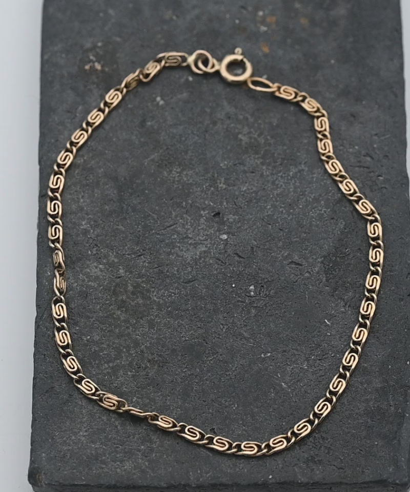 צמיד וינטג' חוליות שבלול ברוחב 2.3 מ"מ - מק"ט 15813, זהב 14K