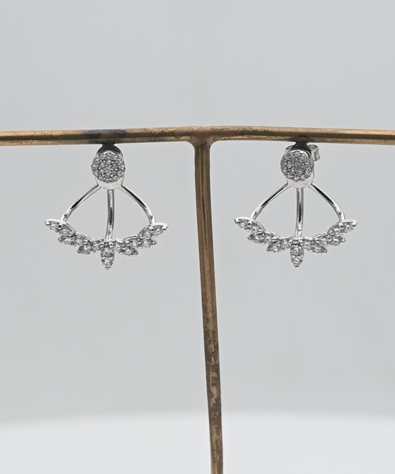 עגילי הלבשה משובצים יהלומים - מק"ט 15835, זהב 14K