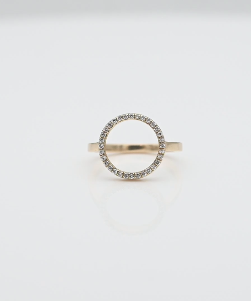 טבעת O משובצת יהלומים  - מק"ט 15859, זהב 14K