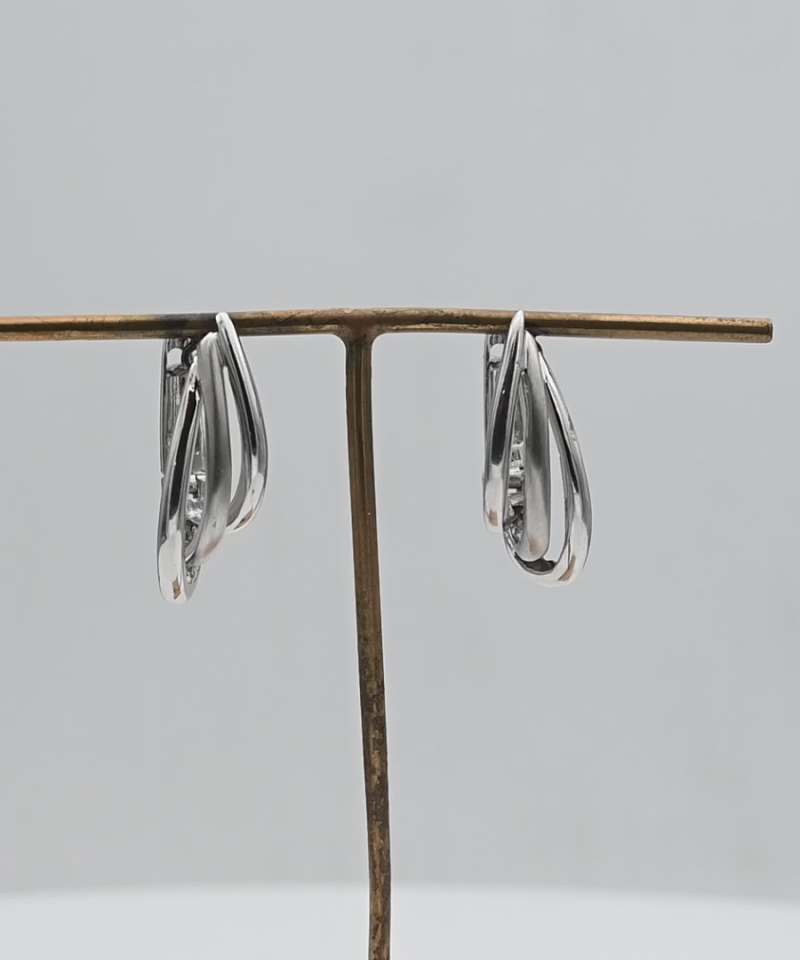 עגילי וינטאג תלויים - שלושה פסים - מק"ט 15924, זהב 14K