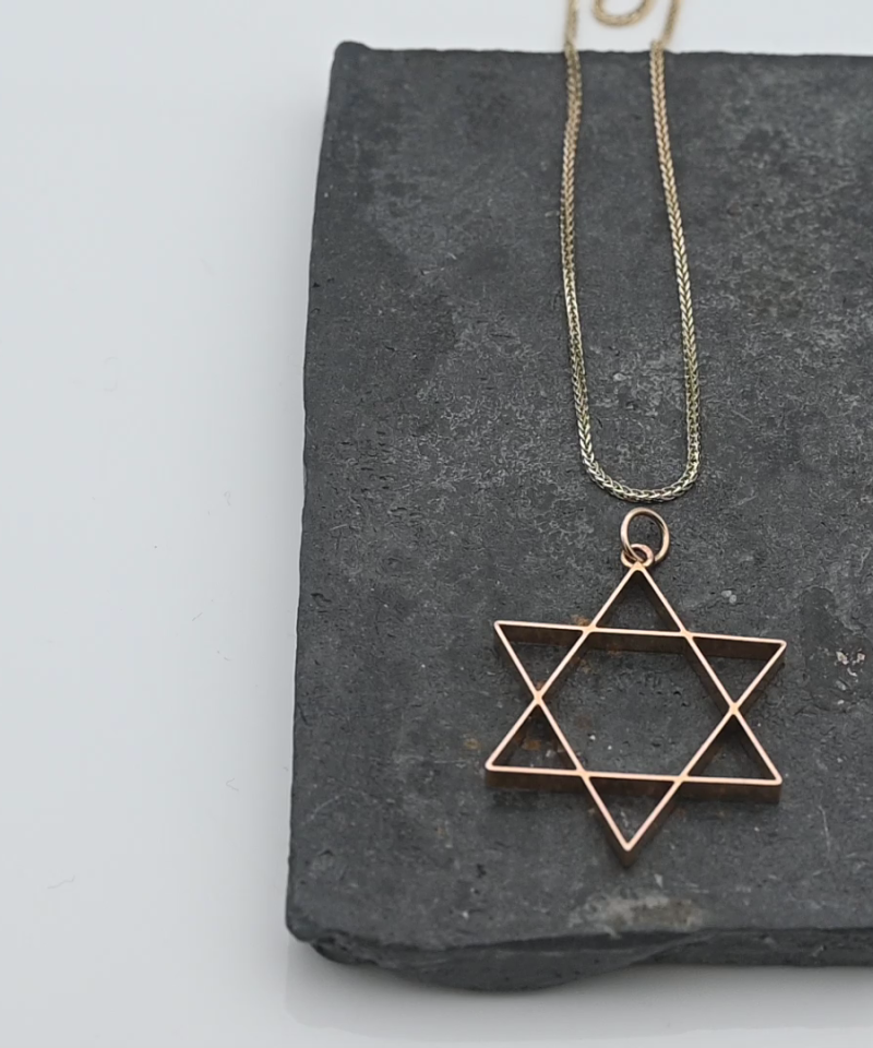 תליון מגן דוד בגודל 2.5X2.5 ס"מ, ללא שרשרת - מק"ט 15929, זהב 14K