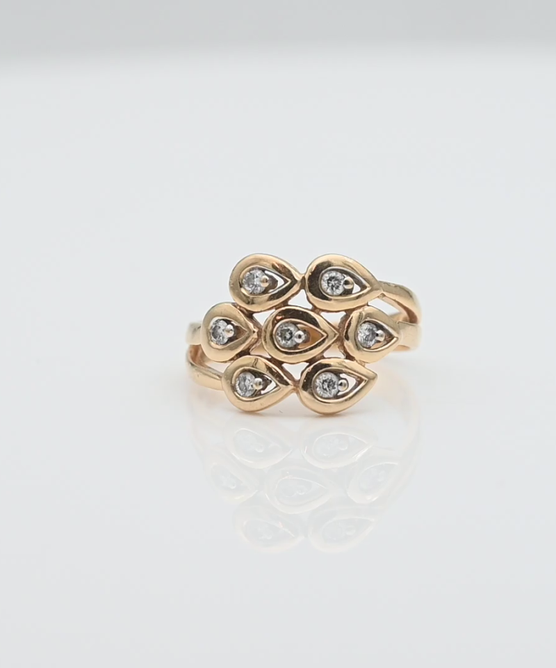 טבעת וינטאג משובצת יהלומים - מק"ט 15931, זהב 18K