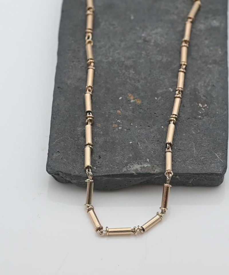 שרשרת וינטג' פרקי צינור חלולים - מק"ט 15957, זהב 14K