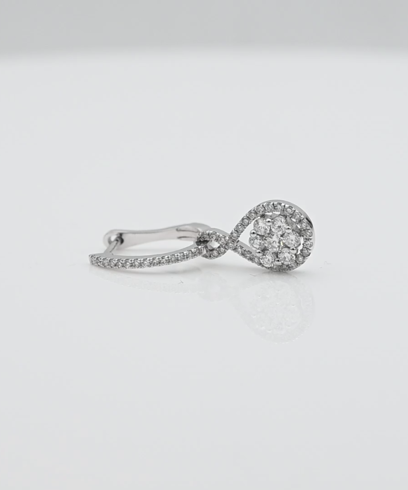 עגיל בודד תלוי משובץ יהלומים - מק"ט 15972, זהב 14K