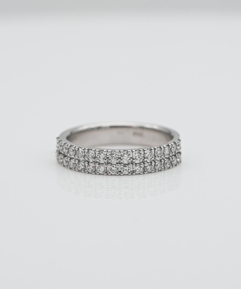 טבעת שתי שורות - חצי איטרניטי משובצת יהלומים - מק"ט 15974, זהב 14K