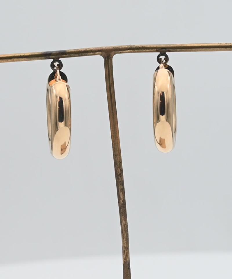 עגילי חישוק איטלקיים בקוטר 3.5 ס"מ ובעובי 6 מ"מ - מק"ט 52018, זהב 14K