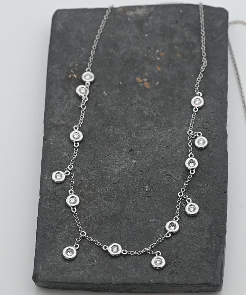 שרשרת וינטג' diamond by the yard ויהלומים תלויים באורך 42-39 - מק"ט 52026, זהב 14K