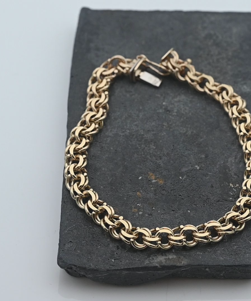 צמיד וינטג', ביסמרק, ברוחב 6.5 מ"מ - מק"ט 52036, זהב 14K