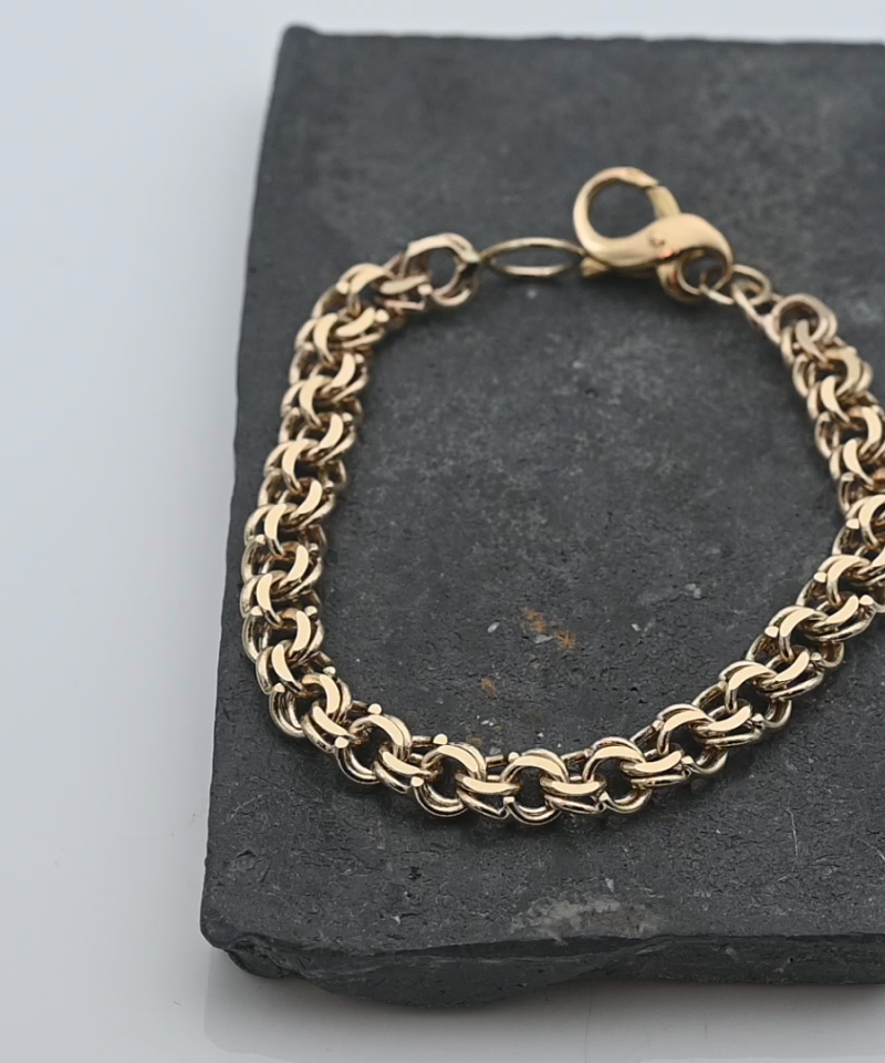 צמיד וינטג', ביסמרק, ברוחב 6.5 מ"מ, סוגר 18K - מק"ט 52037, זהב 14K