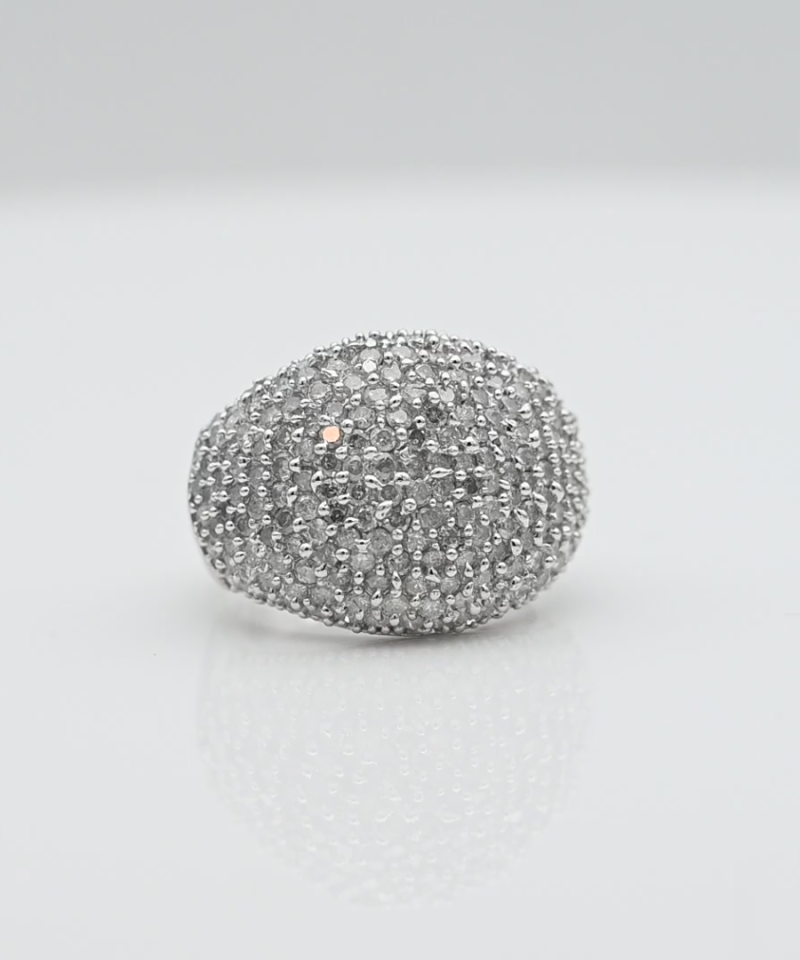 טבעת וינטג' רחבה משובצת יהלומים - מק"ט 61360, זהב 10K