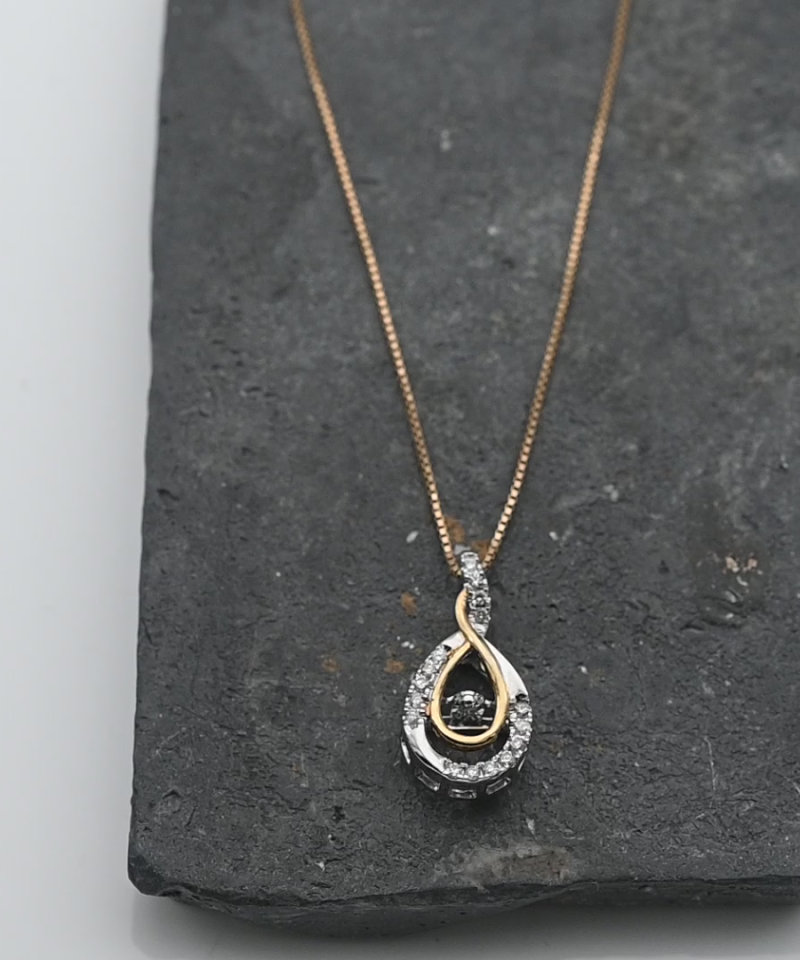 תליון בצורת טיפה משובץ יהלומים, כולל שרשרת - מק"ט 61363, זהב 10K